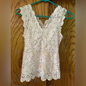 White Lace Floral Tank Top (XS)